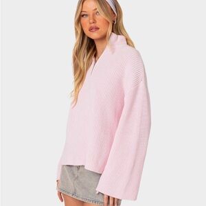 Edikted pink quarter zip sweater